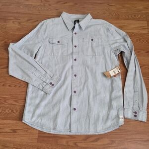 Rusty Surfboards Flannel Shirt Mens XL Gray Maroon White Stripes Button Down NEW